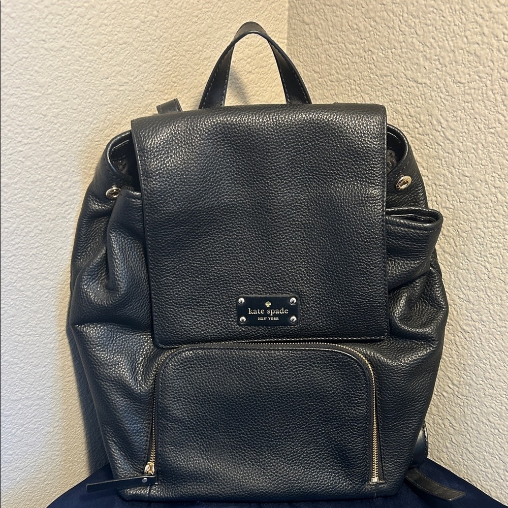Kate Spade Black Pebbled Leather Backpack